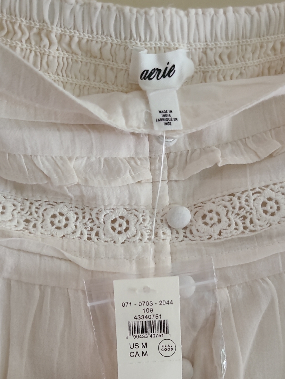 NWT Aerie Boho Button Maxi Skirt Cream Tiered Ruffle Semi Sheer Western - Picture 5 of 16